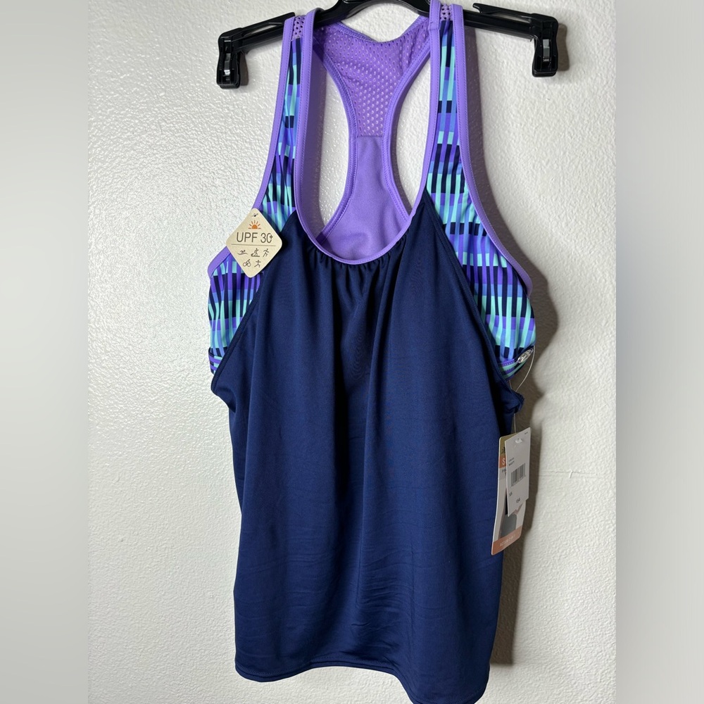 ZeroXposur Purple and Blue Swim Top Running Tankini NWT Retail $54
